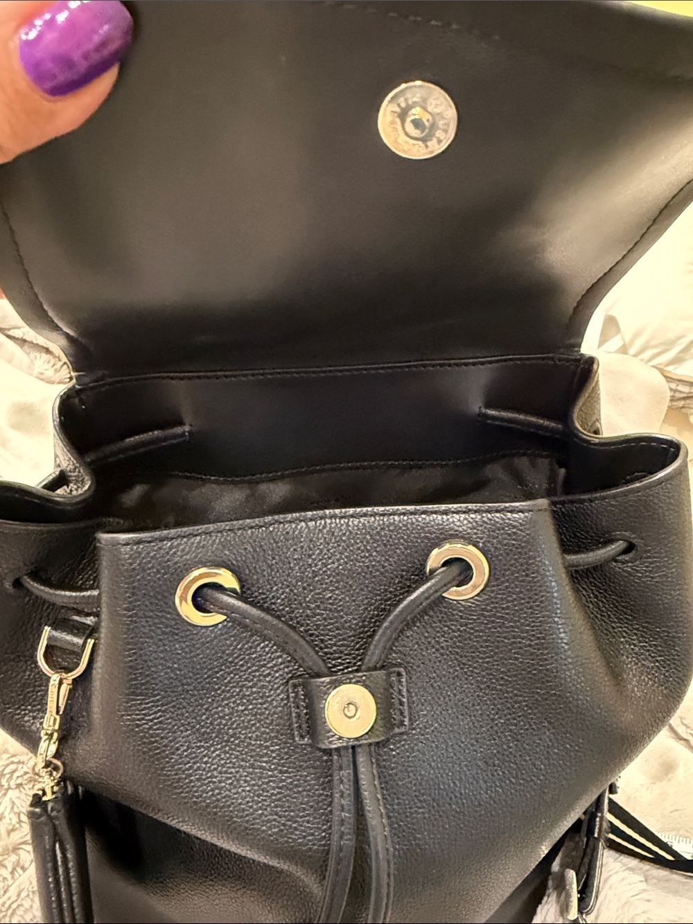 Kate Spade Rosie medium leather flap drawstring back pack nwot - Picture 7 of 16